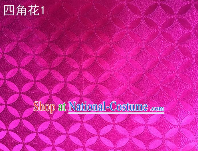 Traditional Asian Chinese Handmade Embroidery Coins Pattern Silk Satin Tang Suit Rosy Fabric Drapery, Nanjing Brocade Ancient Costume Hanfu Cheongsam Cloth Material