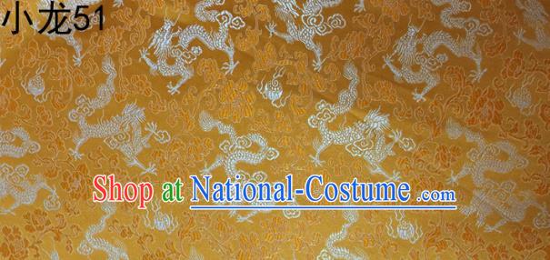 Traditional Asian Chinese Handmade Embroidery Dragons Silk Tapestry Tibetan Clothing Golden Fabric Drapery, Top Grade Nanjing Brocade Cheongsam Cloth Material