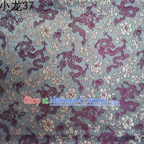 Traditional Asian Chinese Handmade Embroidery Dragons Silk Tapestry Tibetan Clothing Grey Fabric Drapery, Top Grade Nanjing Brocade Cheongsam Cloth Material