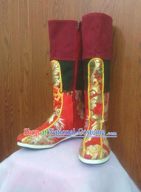 Traditional Chinese Mongol Nationality Shoes, Mongols Dance Ethnic Mongolian Minority Nationality Embroidery Boots for Men