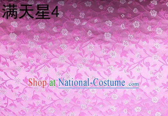 Traditional Asian Chinese Handmade Embroidery Flowers Kimono Silk Tapestry Pink Fabric Drapery, Top Grade Nanjing Brocade Cheongsam Cloth Material