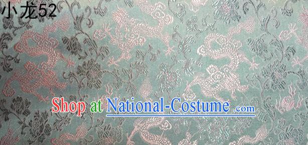 Traditional Asian Chinese Handmade Embroidery Dragons Silk Tapestry Tibetan Clothing Blue Fabric Drapery, Top Grade Nanjing Brocade Cheongsam Cloth Material