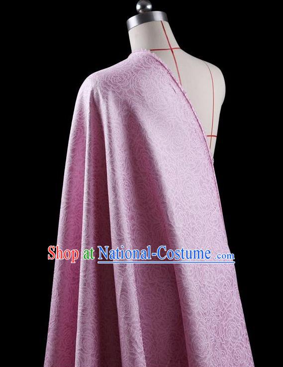 Traditional Asian Chinese Handmade Embroidery Jacquard Weave Coat Silk Tapestry Pink Fabric Drapery, Top Grade Nanjing Brocade Ancient Costume Cheongsam Cloth Material