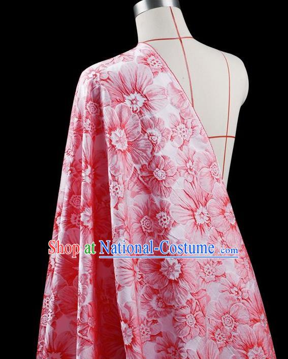 Traditional Asian Chinese Handmade Embroidery Flower Jacquard Weave Dress Silk Tapestry Pink Fabric Drapery, Top Grade Nanjing Brocade Ancient Costume Cheongsam Cloth Material