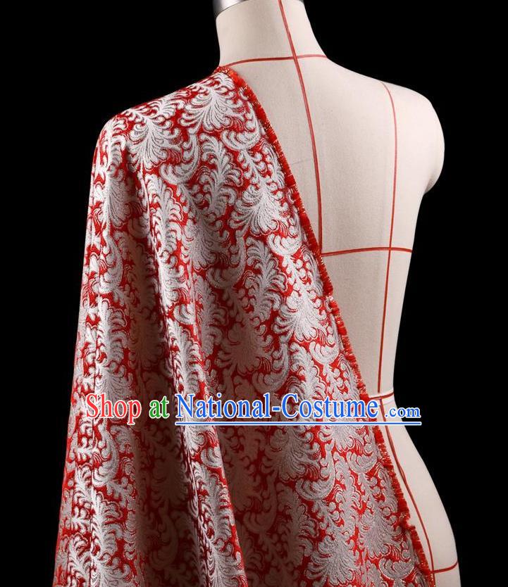 Traditional Asian Chinese Handmade Embroidery Jacquard Weave Tapestry Coat Fabric Drapery, Top Grade Nanjing Brocade Red Cloth Material