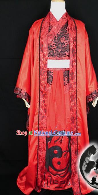 Asian Chinese Traditional Han Dynasty Wedding Costume, China Elegant Hanfu Bride Embroidery Red Dress for Women