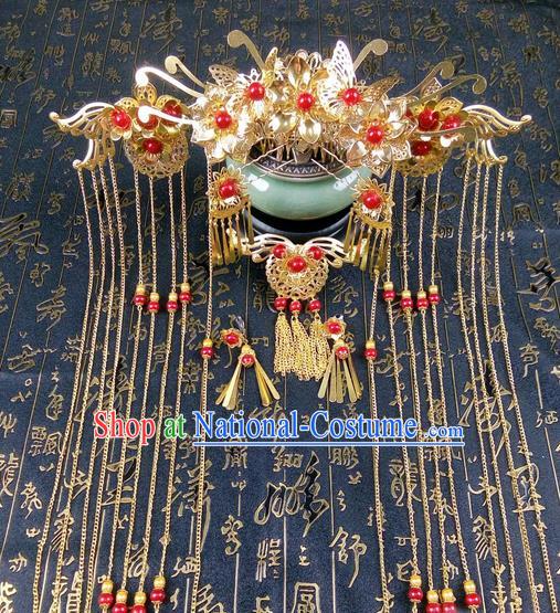 Traditional Handmade Chinese Ancient Classical Hair Accessories Barrettes Hairpin, Phoenix Coronet Hair Jewellery, Hair Fascinators Hairpins for Women