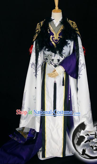 Asian Chinese Traditional Cospaly Han Dynasty Prince Costume, China Elegant Hanfu Nobility Childe Robe Clothing for Men