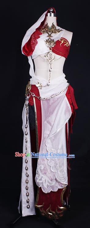 Asian Chinese Traditional Cospaly Costume Customization Ming Dynasty Female Monster Costume, China Elegant Hanfu Swordsman Clothing for Women