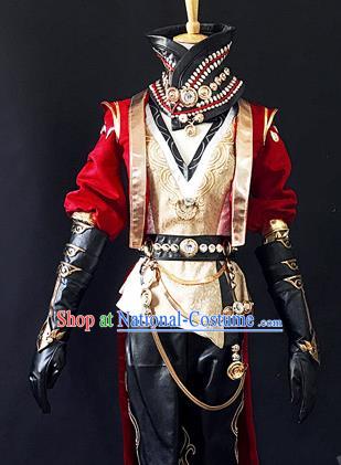 Asian Chinese Traditional Cospaly Costume Customization Zoroastrianism Costume Complete Set, China Elegant Hanfu Swordsman Red Clothing for Men