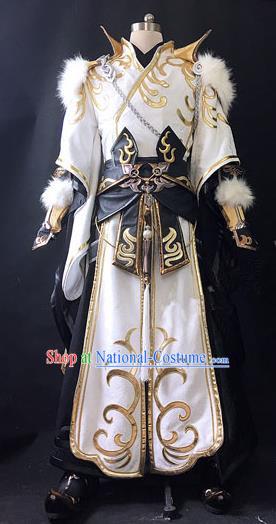 Asian Chinese Traditional Cospaly Costume Customization Ancient General Costume Complete Set, China Elegant Hanfu Swordsman Clothing for Men