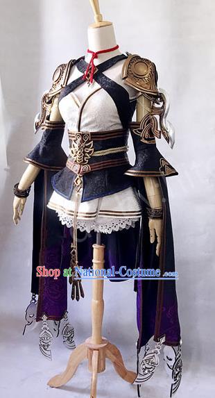 Asian Chinese Traditional Cospaly Costume Customization Ancient Heroine Costume Complete Set, China Elegant Hanfu Peri Warrior Clothing for Women