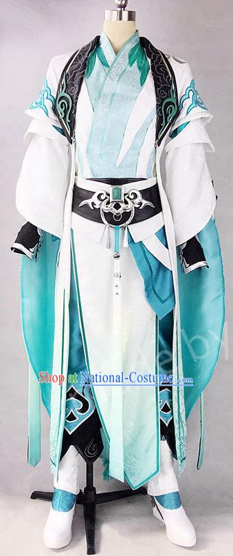 Asian Chinese Traditional Cospaly Costume Customization Ancient Prince Costume Complete Set, China Elegant Hanfu Swordsman Nobility Childe Clothing for Men