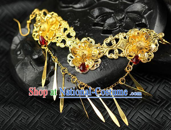 Chinese Ancient Style Hair Jewelry Accessories Wedding Tassel Frontlet, Hanfu Xiuhe Suits Step Shake Bride Handmade Hairpins for Women