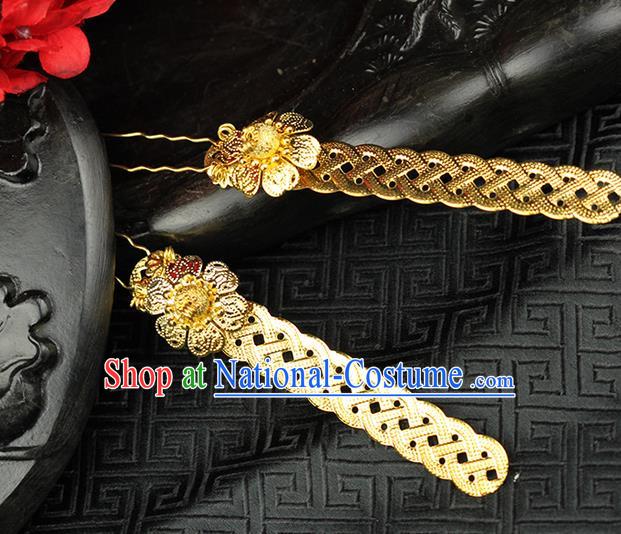 Chinese Ancient Style Hair Jewelry Accessories Wedding Hairpins, Hanfu Xiuhe Suits Step Shake Bride Tuinga Handmade Hair Stick for Women