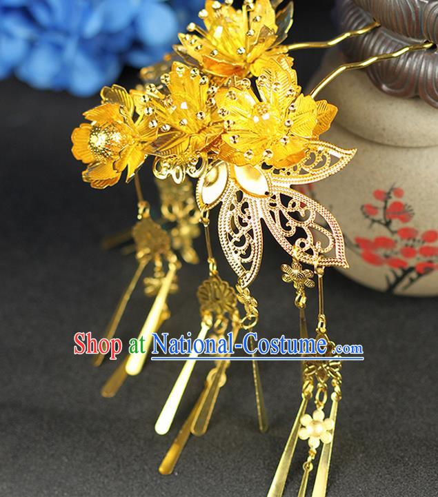 Chinese Ancient Style Hair Jewelry Accessories Wedding Luxury Tassel Step Shake, Hanfu Xiuhe Suits Bride Handmade Hairpins for Women