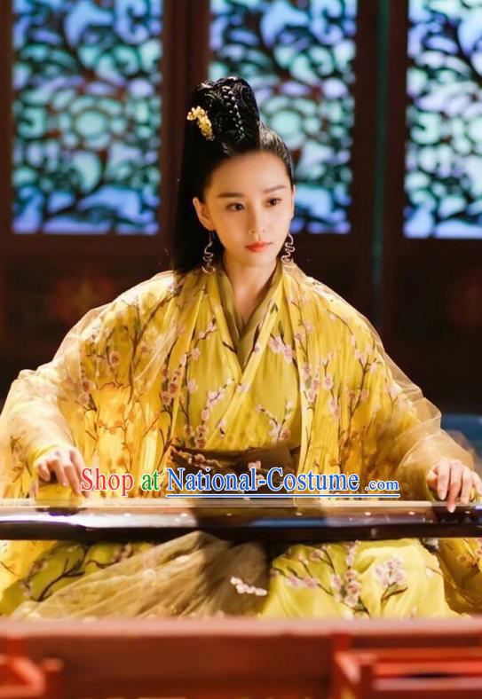 Asian Chinese Traditional Northern and Southern Dynasties Palace Lady Costume and Headpiece Complete Set, Lost Love In Times China Ancient Fairy Princess Dress Clothing