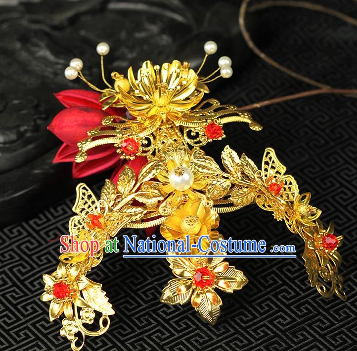 Chinese Ancient Style Hair Jewelry Accessories Hairpins xiuhe Suit Headwear Headdress Hair Fascinators for Women