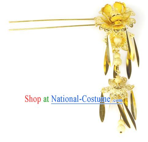 Chinese Ancient Style Hair Jewelry Accessories Wedding Flower Tassel Hairpins, Hanfu Xiuhe Suits Step Shake Bride Handmade Hair Stick for Women