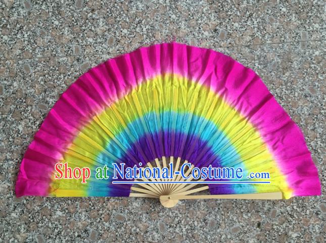 Pure Silk Traditional Chinese Fans Oriental Colorful Fan Folk Dance Dance Cultural Hand Fan