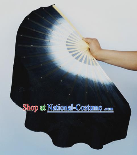 Black Pure Silk Traditional Chinese Fans Oriental Colorful Fan Folk Dance Dance Cultural Hand Fan