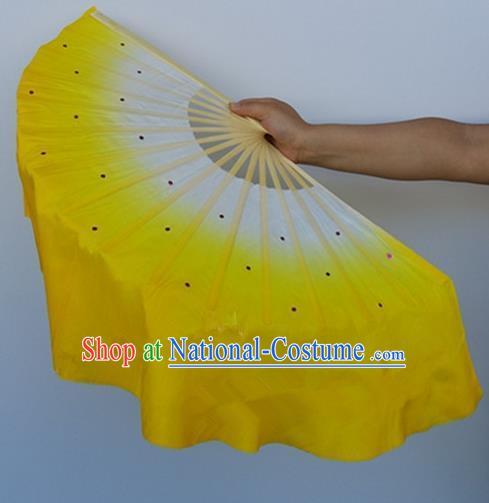 Yellow Pure Silk Traditional Chinese Fans Oriental Colorful Fan Folk Dance Dance Cultural Hand Fan