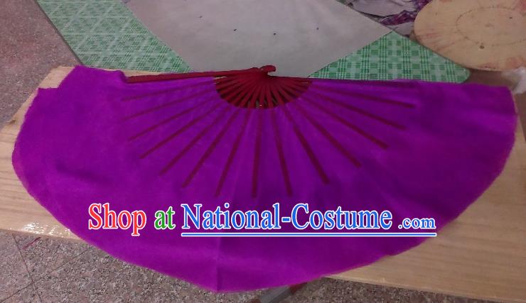 Pure Silk Traditional Chinese Fans Oriental Purple Ribbon Fan Folk Dance Cultural Yangko Dance Hand Fan