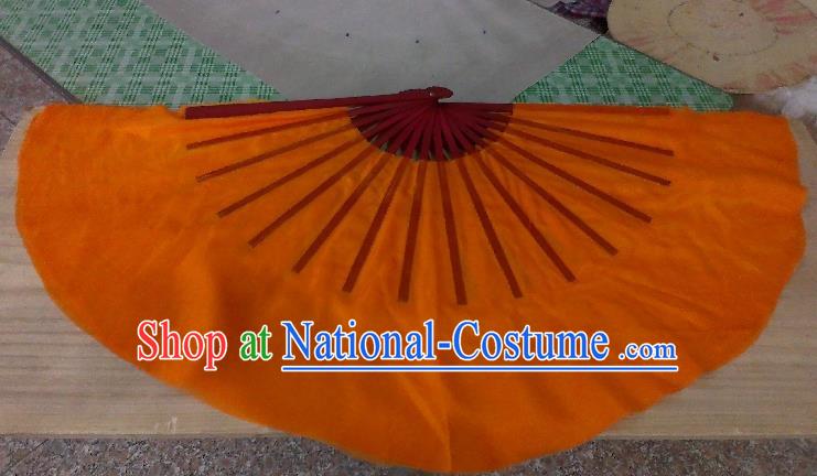 Pure Silk Traditional Chinese Fans Oriental Orange Ribbon Fan Folk Dance Cultural Yangko Dance Hand Fan