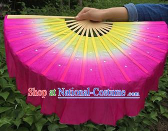 Pure Silk Traditional Chinese Fans Oriental Rosy Ribbon Jasmine Flower Fan Folk Dance Cultural Yangko Dance Hand Fan