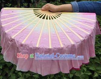 Pure Silk Traditional Chinese Fans Oriental Pink Ribbon Jasmine Flower Fan Folk Dance Cultural Yangko Dance Hand Fan