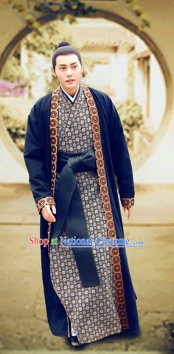 Asian Chinese Traditional Ancient Imperial Childe Costume and Headpiece Complete Set, Lost Love In Times China Northern and Southern Dynasties Prince Clothing for Men