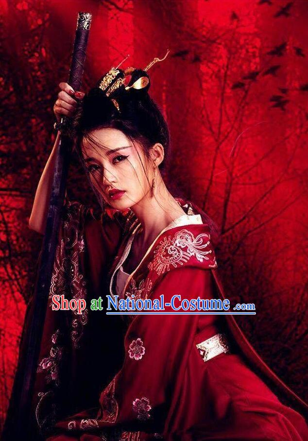 Asian Chinese Traditional Ancient Imperial Princess Wedding Costume and Headpiece Complete Set, Princess Agents China Northern and Southern Dynasties Bride Embroidered Dress for Women