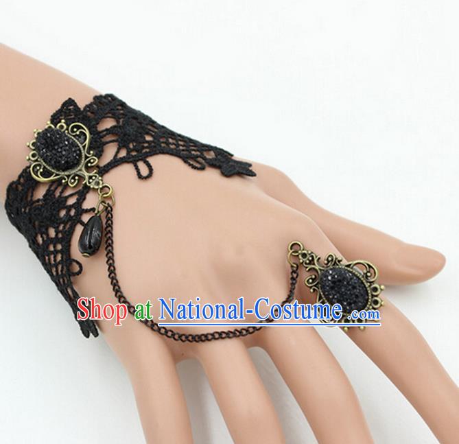 Traditional Chinese Accessories Black Lace Bangle Wristlet for Women