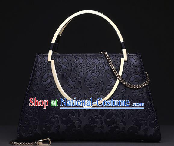 Traditional Handmade Asian Chinese Element Knurling Vines Flower Bags Shoulder Bag National Black Handbag for Women