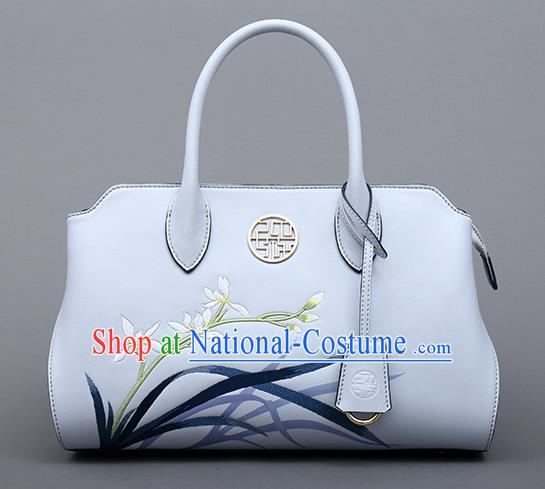 Traditional Handmade Asian Chinese Element Clutch Bags Shoulder Bag National Embroidered Orchids Handbag for Women