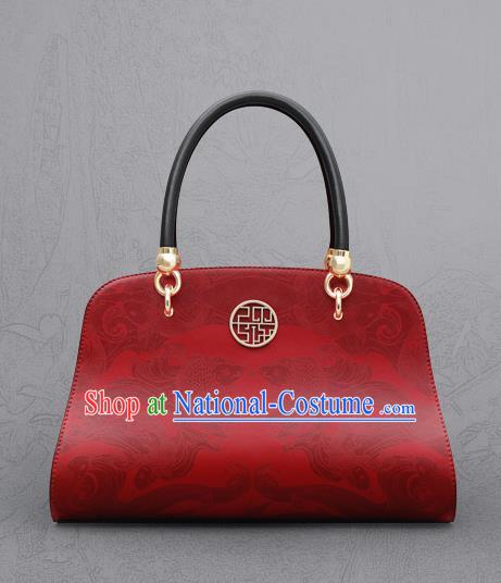 Traditional Handmade Asian Chinese Element Clutch Bags Shoulder Bag National Evening Dress New Year Red Handbag for Women