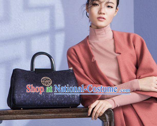 Traditional Handmade Asian Chinese Element Knurling Clutch Bags National Purple Handbag for Women