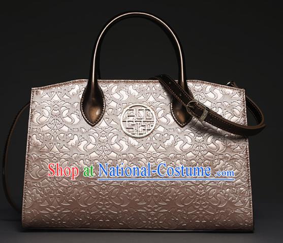 Traditional Handmade Asian Chinese Element Knurling Shoulder Bags National Pink Handbag for Women