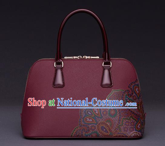 Traditional Handmade Asian Chinese Element Printing Peony Shoulder Bags National Red Handbag for Women