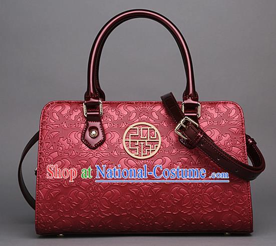 Traditional Handmade Asian Chinese Element Knurling Clutch Bags Shoulder Bag National Red Handbag for Women