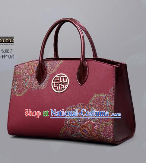 Traditional Handmade Asian Chinese Element Clutch Bags Shoulder Bag National Printing Red Handbag for Women