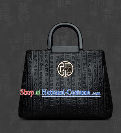 Traditional Handmade Asian Chinese Element Clutch Bags Shoulder Bag National Knurling Black Handbag for Women