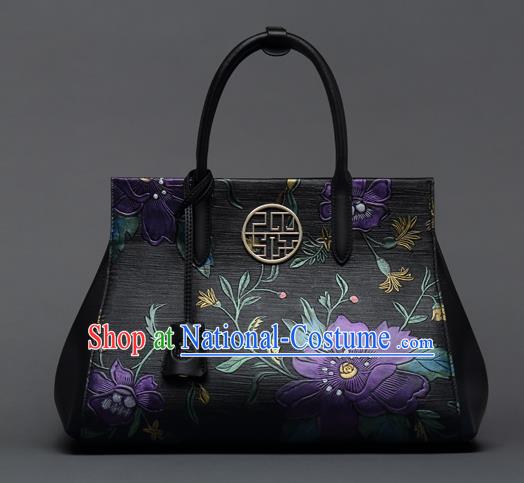 Traditional Handmade Asian Chinese Element Clutch Bags Shoulder Bag National Printing Flowers Handbag for Women