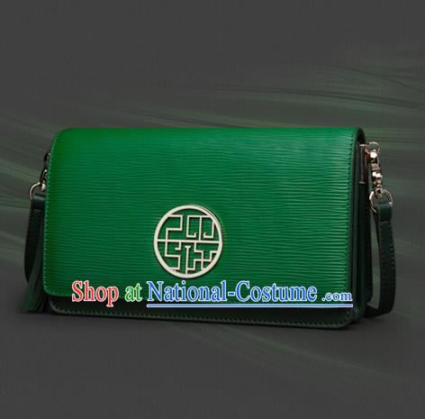 Traditional Handmade Asian Chinese Element Messenger Bags Shoulder Bag National Green Handbag for Women