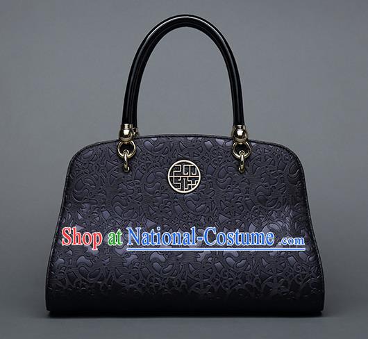 Traditional Handmade Asian Chinese Element Vines Flower Messenger Bags Shoulder Bag National Deep Purple Handbag for Women