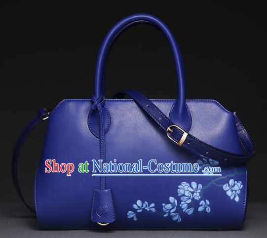 Traditional Handmade Asian Chinese Element Clutch Bags Shoulder Bag National Printing Wisteria Blue Handbag for Women