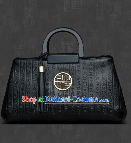 Traditional Handmade Asian Chinese Element Clutch Bags Shoulder Bag National Knurling Black Handbag for Women