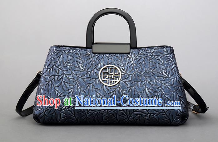 Traditional Handmade Asian Chinese Element Clutch Bags Shoulder Bag National Knurling Blue Handbag for Women