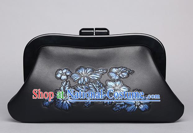 Traditional Handmade Asian Chinese Element Clutch Bags Embroidery Evening Dress Bag National Chinoiserie Black Handbag for Women