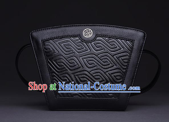 Traditional Handmade Asian Chinese Element Clutch Bags Shoulder Bag Haversack National Knurling Black Handbag for Women